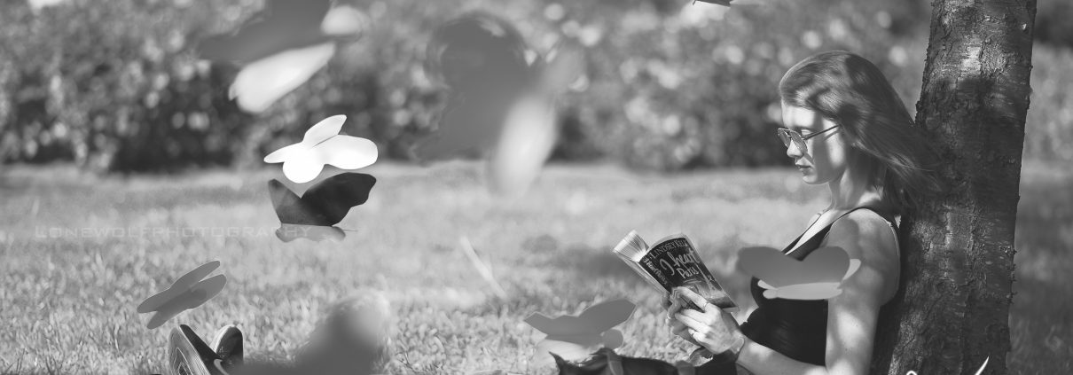 Creative photography of a girl reading a book